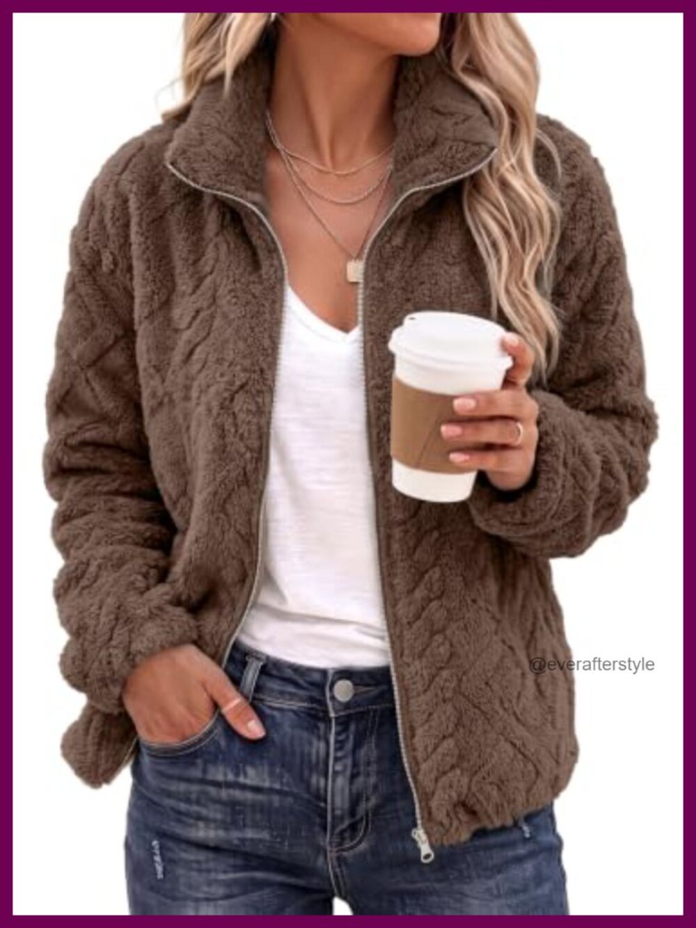 Full Zip Fleece Winter Jacket Warm Casual Outerwear Coat